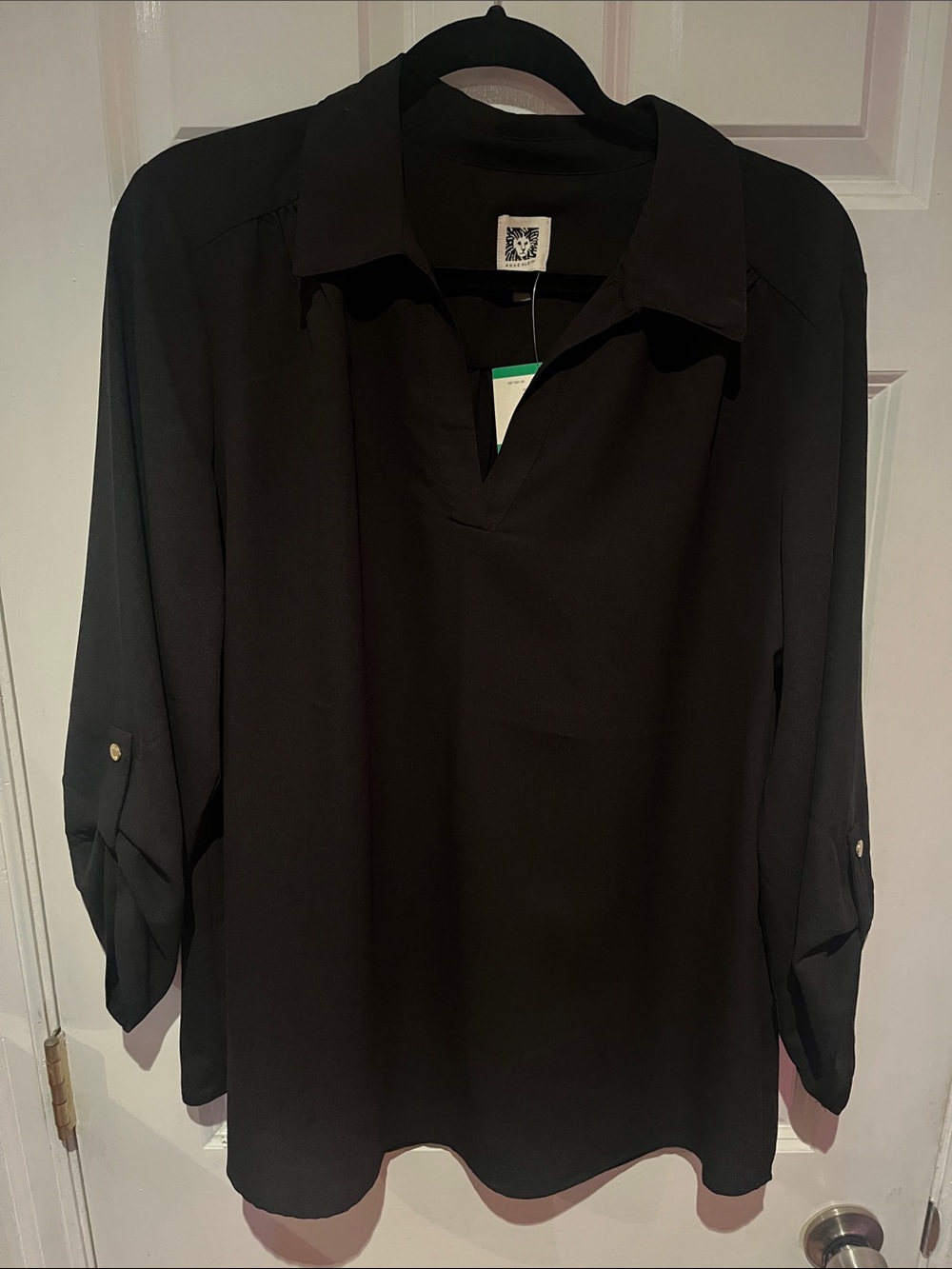 Anne Klein Black Button-Down Casual Shirt